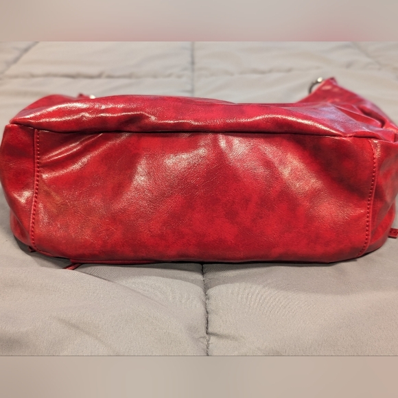 Red Nine West Faux Leather Generous Sized Hobo Bag - Picture 5 of 10